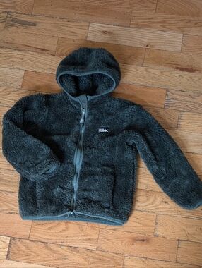 EUC Eddie Bauer Kids Dark Green Fuzzy Hooded Jacket *H22